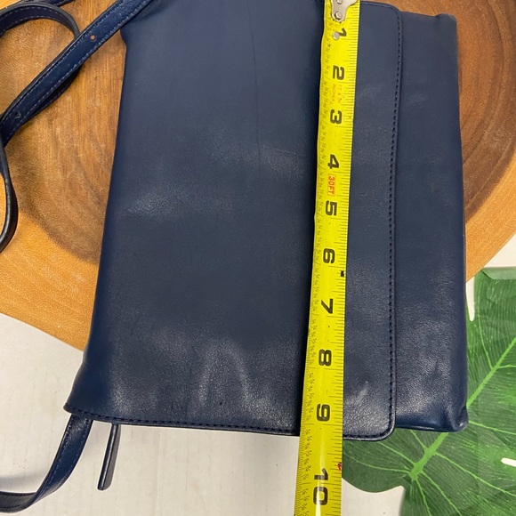 Frank and Oak Navy Blue Leather Envelope Crossbody Bag - Picture 16 of 16
